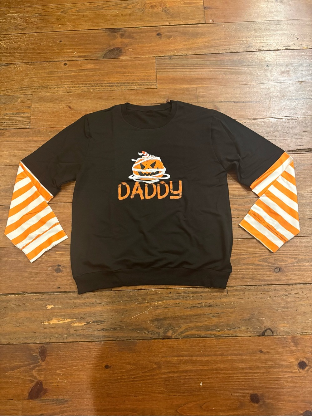 Black & Orange 'Daddy' Long Sleeve Layered Tee